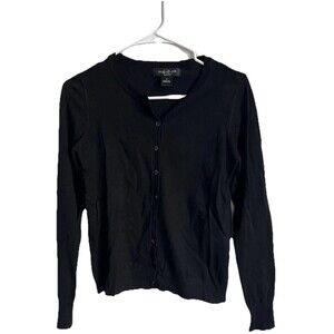 August Silk Black Cardigan Petite P Women’s Silk Blend Knit Button Front